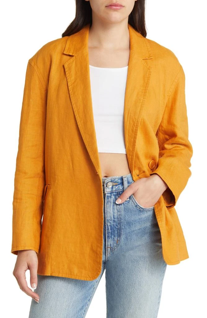 Madewell Double Breasted Crossover Linen Blazer 1