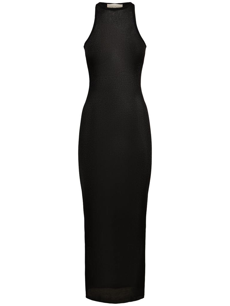 FLEUR DU MAL Sheer Knit Racer Viscose Midi Dress