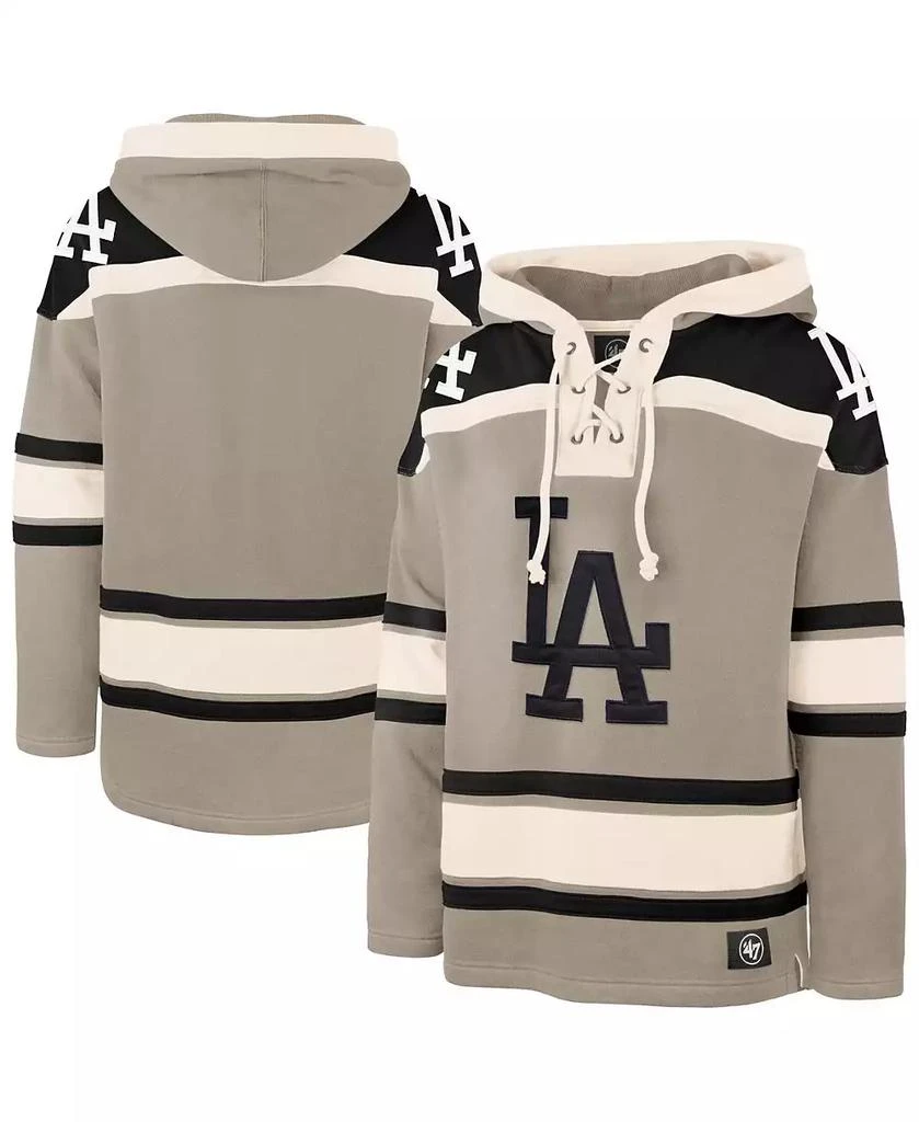 47 Brand Men's Khaki Los Angeles Dodgers Superior Lacer Pullover Hoodie 1