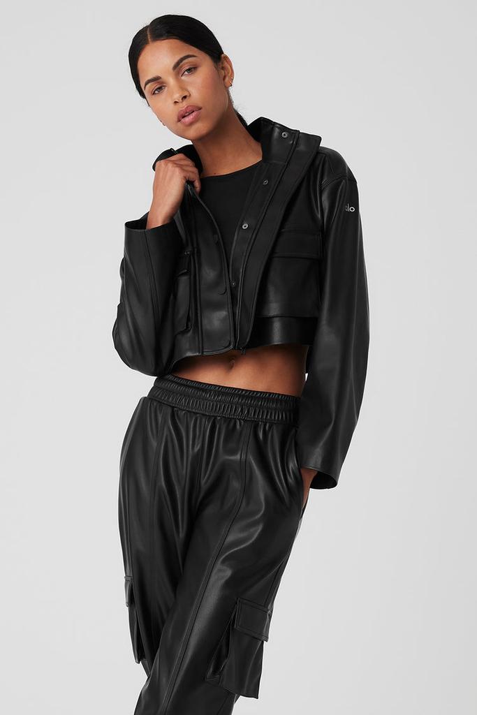 ジャケット [Alo Yoga] Faux Leather Power Hour Jacket Faux Leather Power Hour Jacket - Toasted Almond | ALO