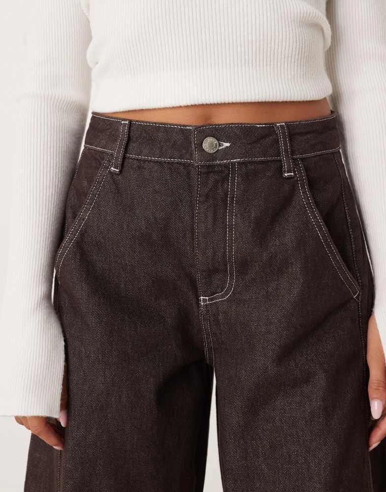 ASOS ASOS DESIGN cropped barrel leg jean in dark brown 5