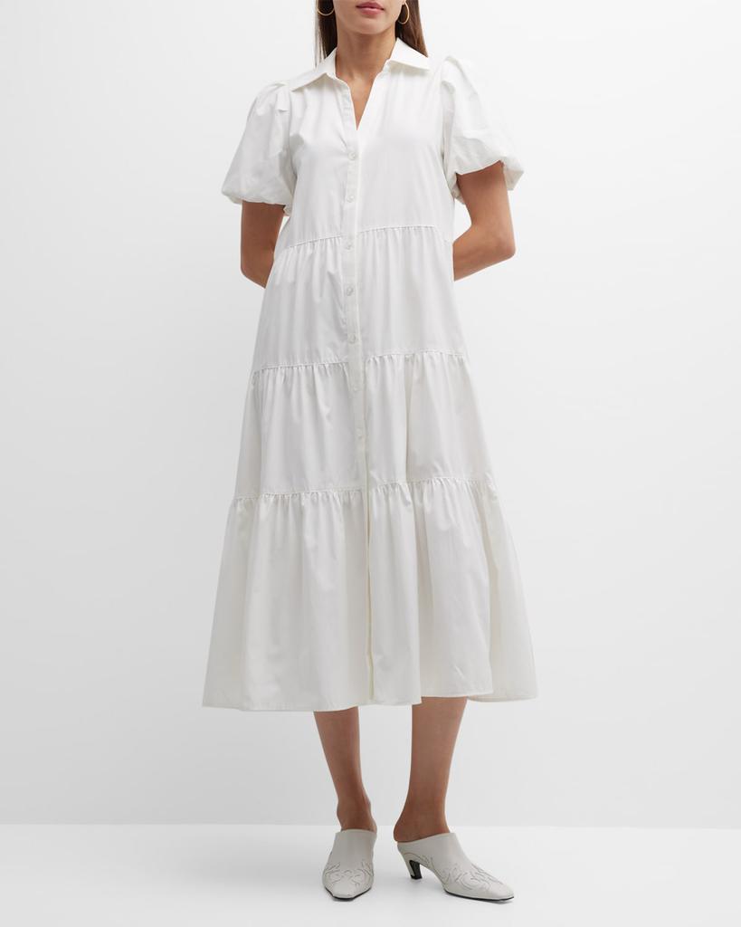 Brochu Walker Havana Tiered Puff-Sleeve Shirtdress