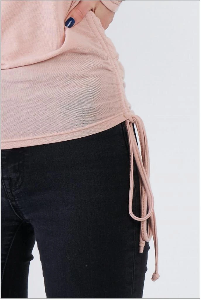 Etophe Studios Side Ruched Draw String Top In Pale Pink 3