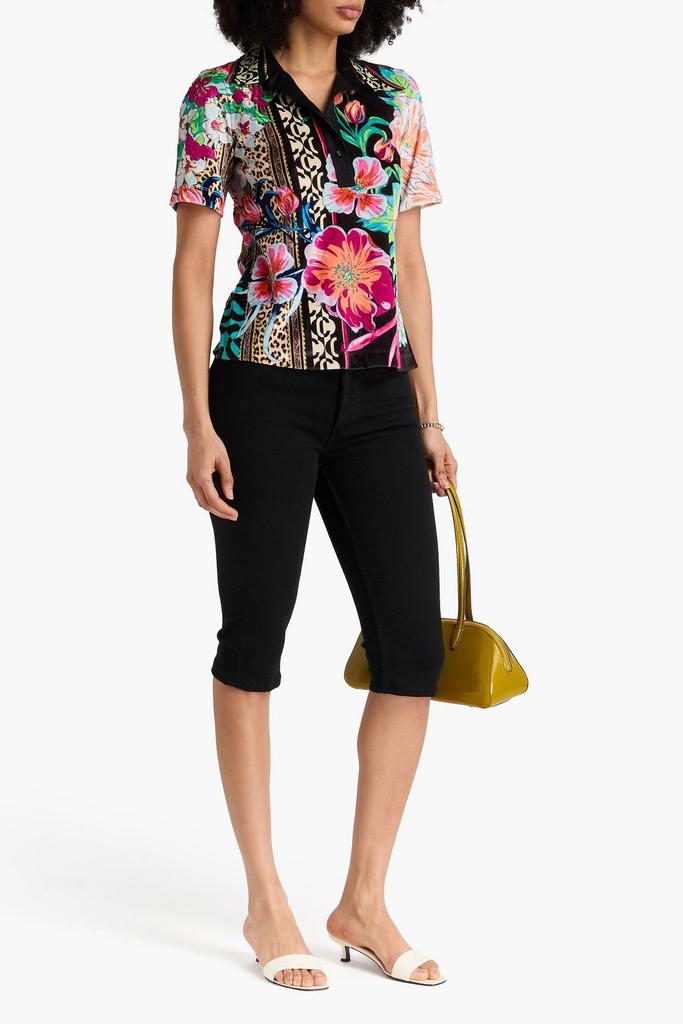 Camilla Crystal-embellished printed velour top