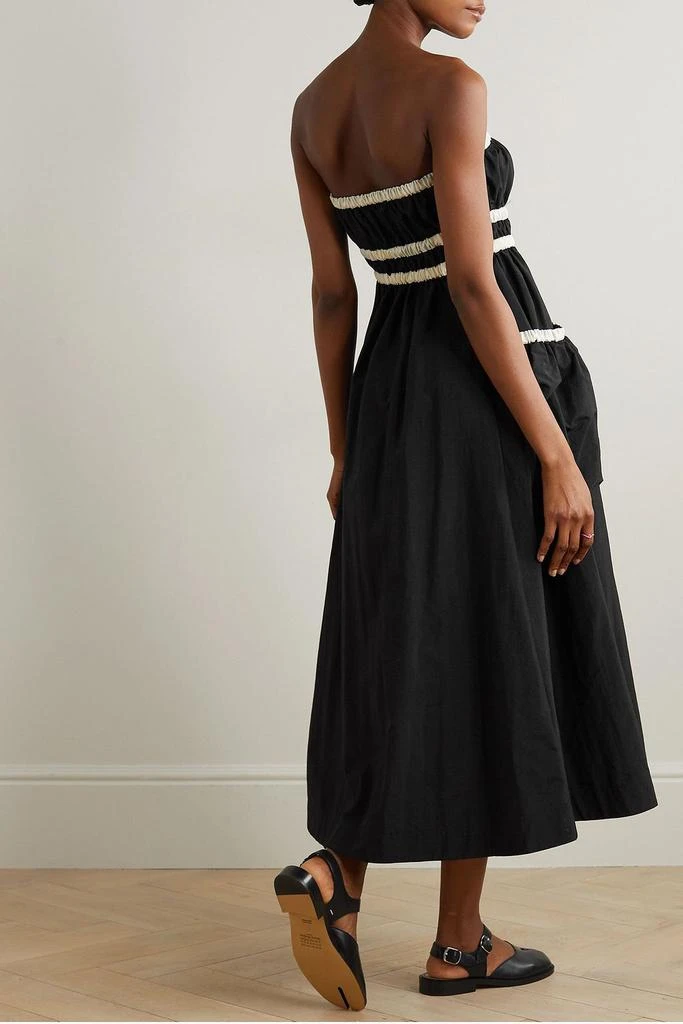 Molly Goddard Amber strapless grosgrain-trimmed shirred taffeta midi dress 3