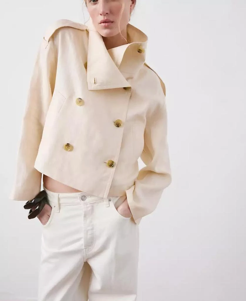 Mango Women's Funnel-Neck Linen Trench Coat