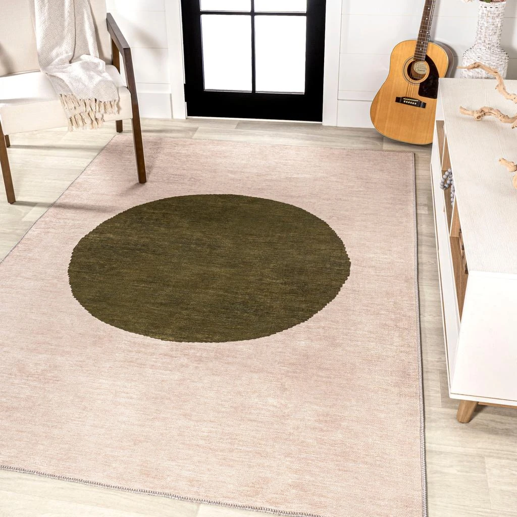 JONATHAN Y Cirkel Minimalist Geometric Dot Machine-Washable Cream/Rust Area Rug 7