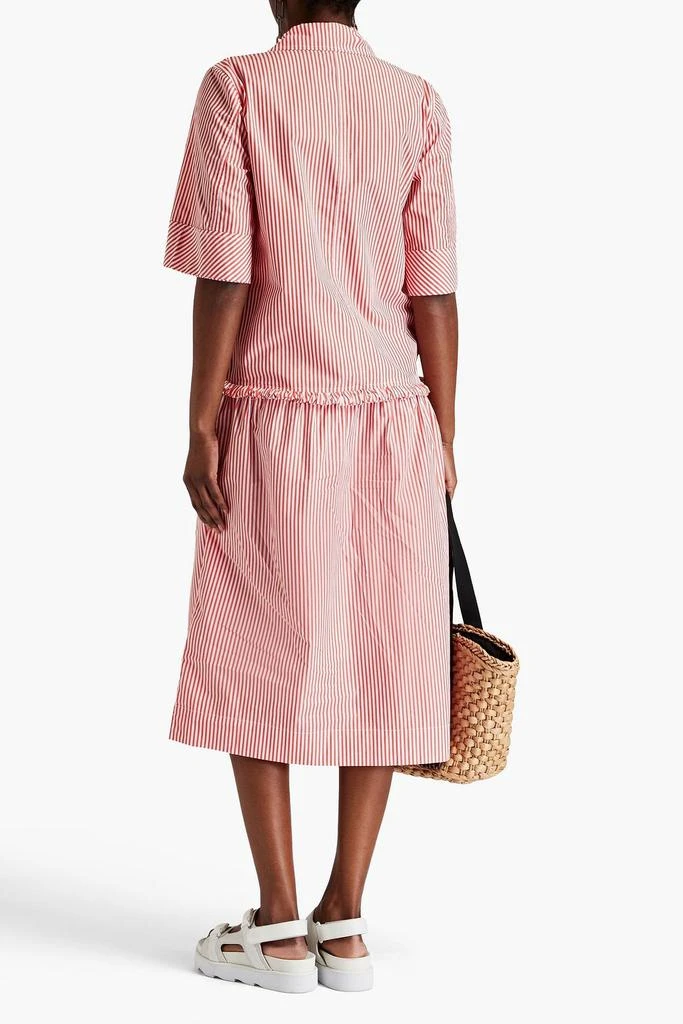 Ganni Gathered striped cotton-poplin midi shirt dress 3