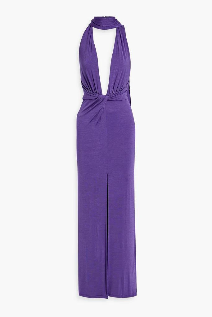 Alice + Olivia Resse twist-front draped jersey gown 1