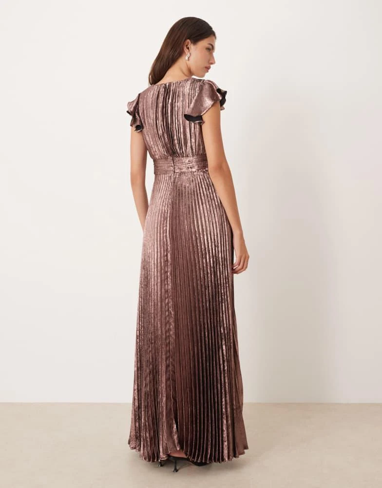 Maya Maya Flutter sleeve v neck pleated maxi dress in rose gold - Dresses &  Skirts - Free Shipping - BeyondStyle