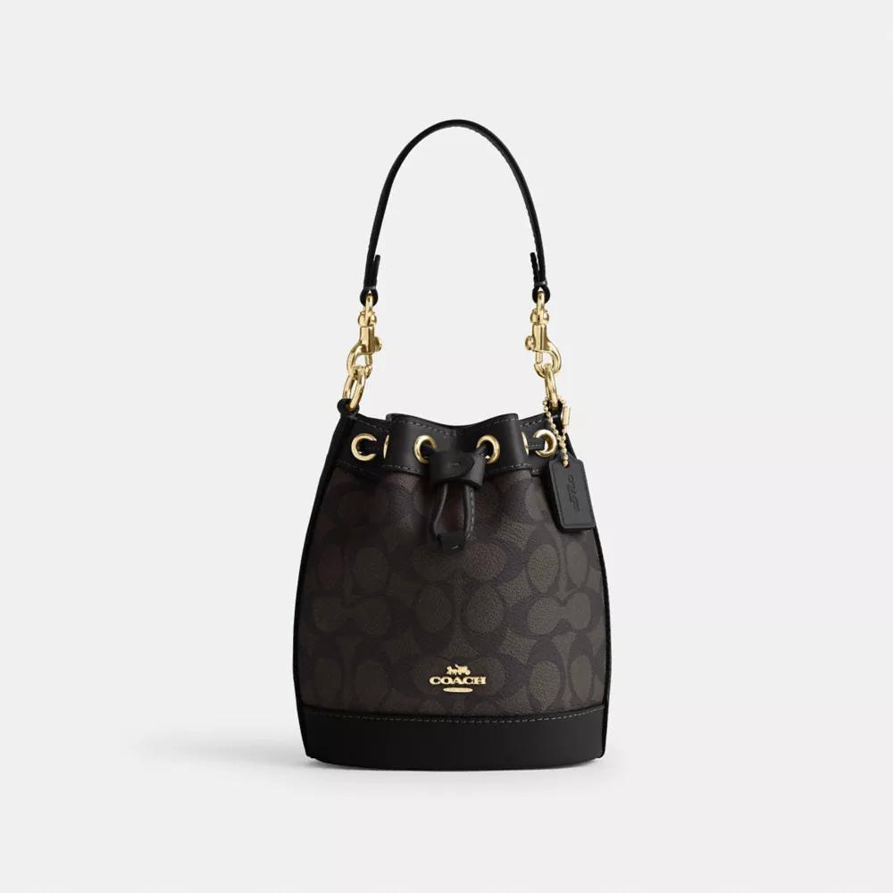 Coach Mini Bucket Bag In Signature Canvas