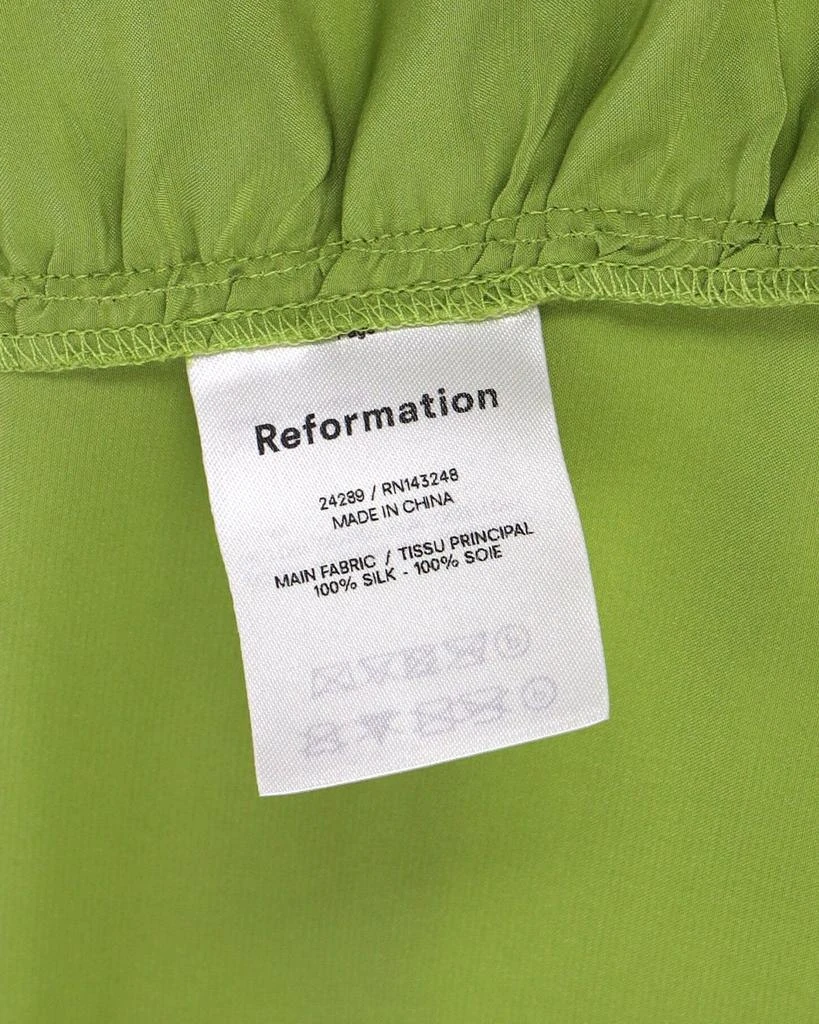 Reformation Ruched Asymmetric Tank Top in Green Silk 5
