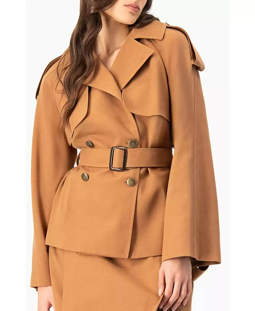 Ivonne Women
s Short Double-Breasted Trench Coat