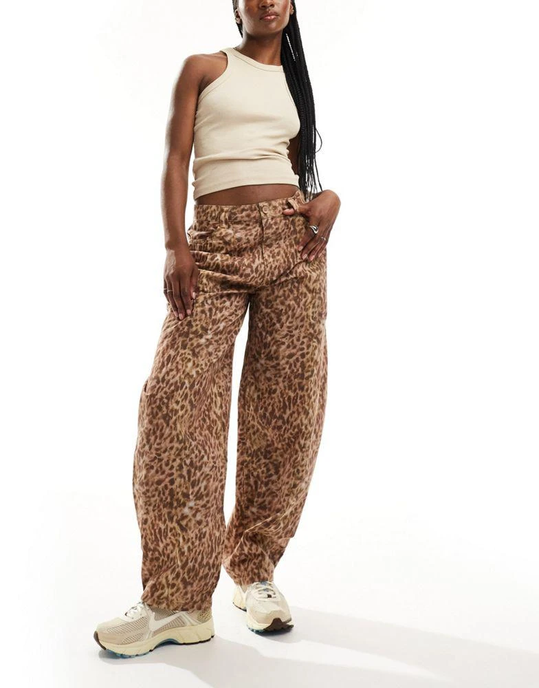 Reclaimed Vintage Reclaimed Vintage leopard print barrel leg trouser 1