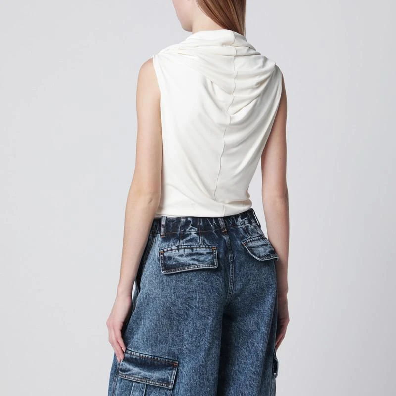 Alaïa Cream viscose bodysuit with hood 3