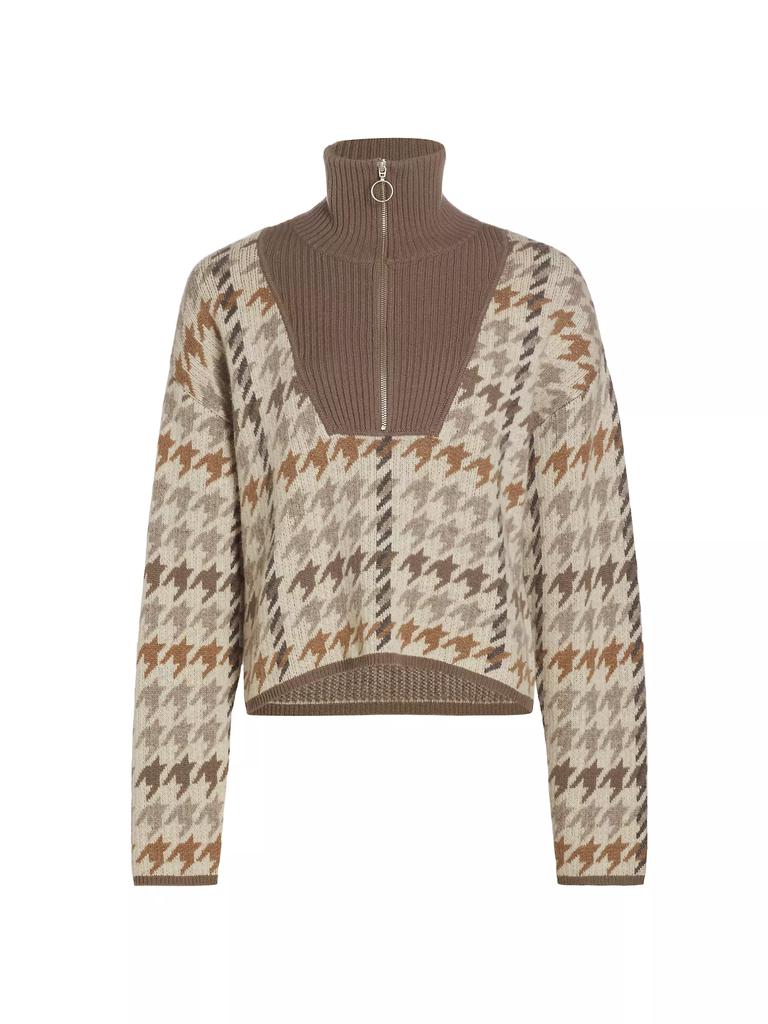 Naadam Houndstooth Wool &amp; Cashmere Quarter-Zip Sweater