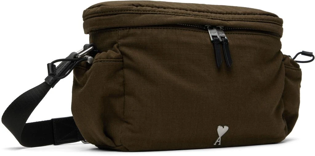 AMI Khaki Canvas Ami de Coeur Messenger Bag 2