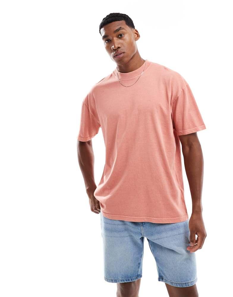 Brave Soul Brave Soul Acid wash oversized t-shirt in pink
