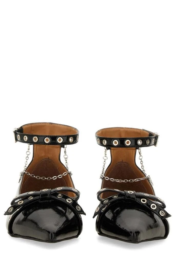 Ganni Ganni Bow-Detailed Ankle Strap Ballet Flats 4