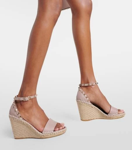 Valentino Valentino Garavani Rockstud Double leather wedge espadrilles 7