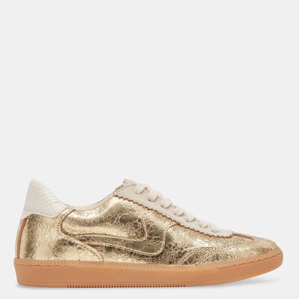 Dolce Vita Notice Wide Sneakers Gold Distressed Leather 1