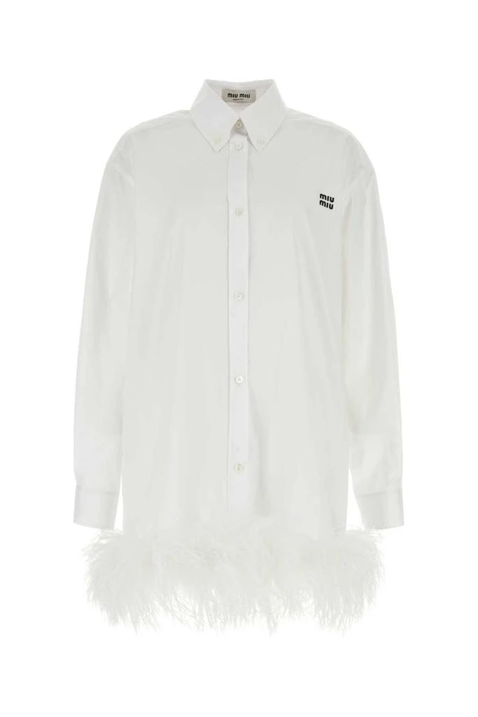 Miu Miu Miu Miu Logo-Embroidered Mini Shirt Dress 1