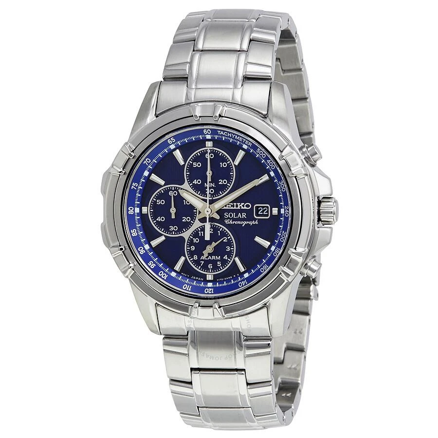 Seiko Solar Alarm Chronograph Blue Dial Men's Watch SSC141 1