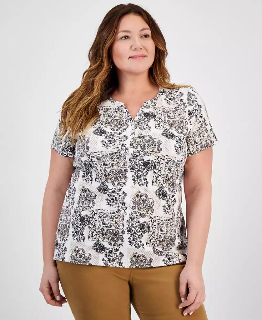 売れ筋商品|||スタイルアンドコー カットソー トップス レディース Plus Size Eyelet-Yoke T-Shirt, Exclusively at Macy's Bright White Style & Co Plus Size Eyelet-Yoke T-Shirt, Exclusively at
