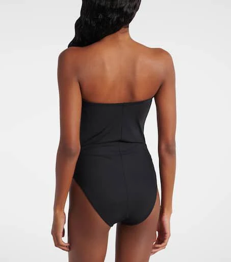 Karla Colletto Floral-appliqué strapless swimsuit 3