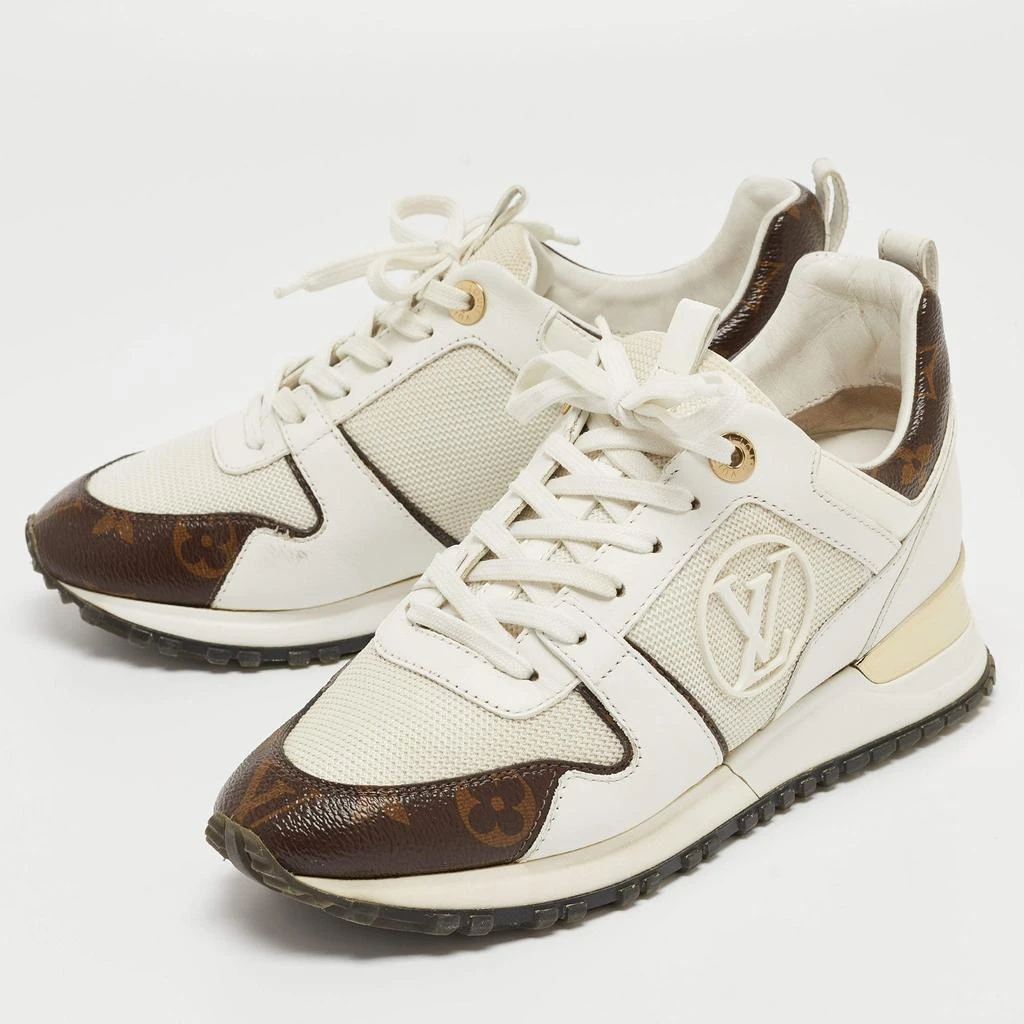 Louis Vuitton Louis Vuitton White/Monogram Canvas and Leather Run Away  Sneakers Size 36 2