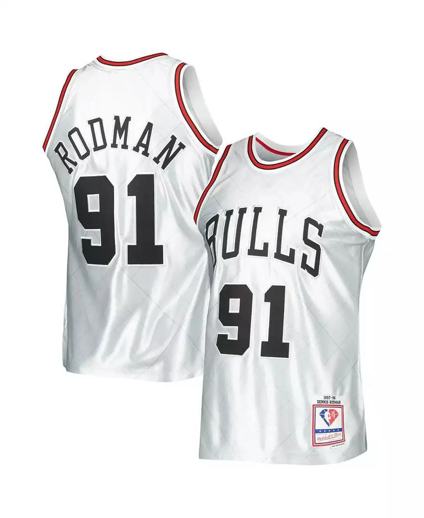 Mitchell & Ness Men's Dennis Rodman Platinum Chicago Bulls 1997-98 Hardwood Classics 75th Anniversary Swingman Jersey 1