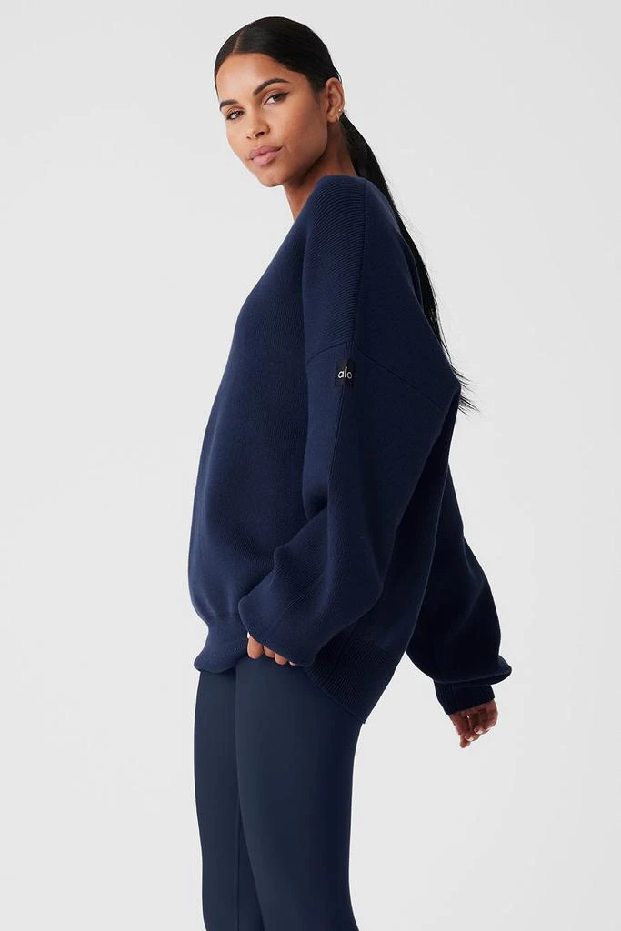Alo Scholar Crew Neck Sweater - Navy 3
