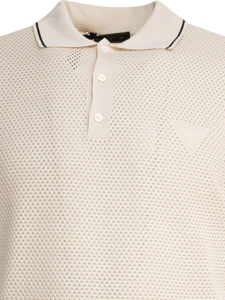 Prada Prada Logo-Embroidered Knitted Polo Shirt 3