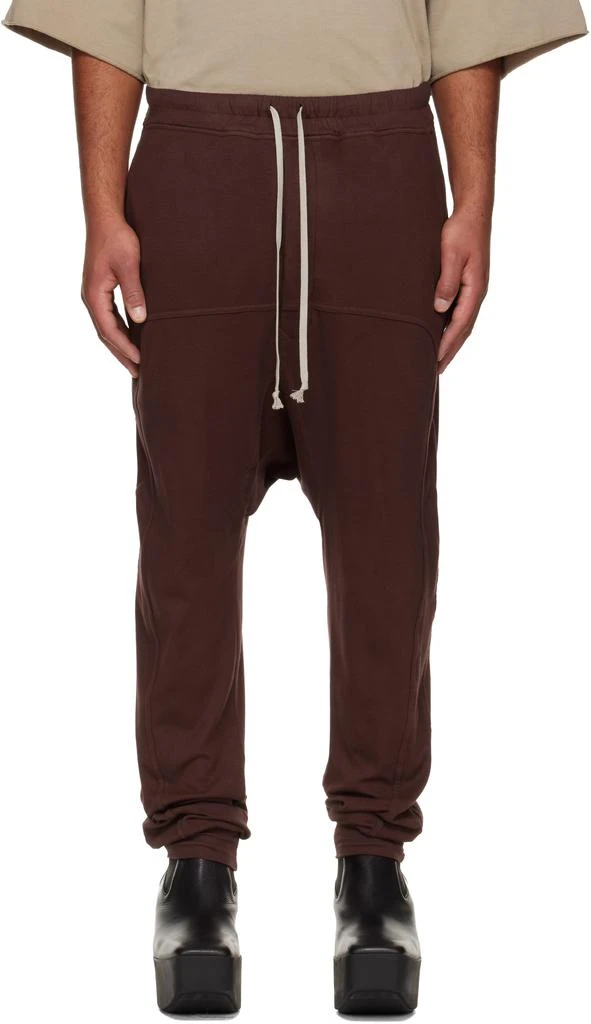 Rick Owens Burgundy Concordians Drawstring Sweatpants 1