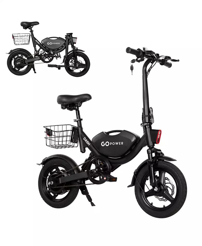 Gopowerbike GoDash Electric Bike | Compact Folding Adult Mini E-Bike | Dual Disc Brakes | Dual Shock Suspension | Throttle and Pedal Assist | 400W Motor | 14” Tires | Up to 30 Mile Range