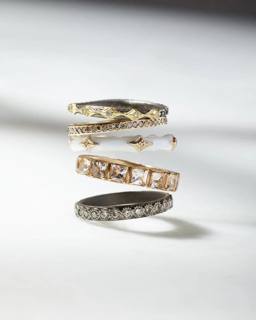 Armenta New World White Enamel Diamond Crivelli Stack Ring 2