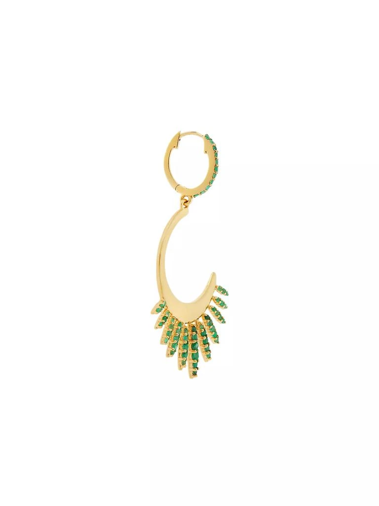 Ileana Makri Grass 18K Yellow Gold & Emerald Sunrise Leaves Hoop Earrings 3