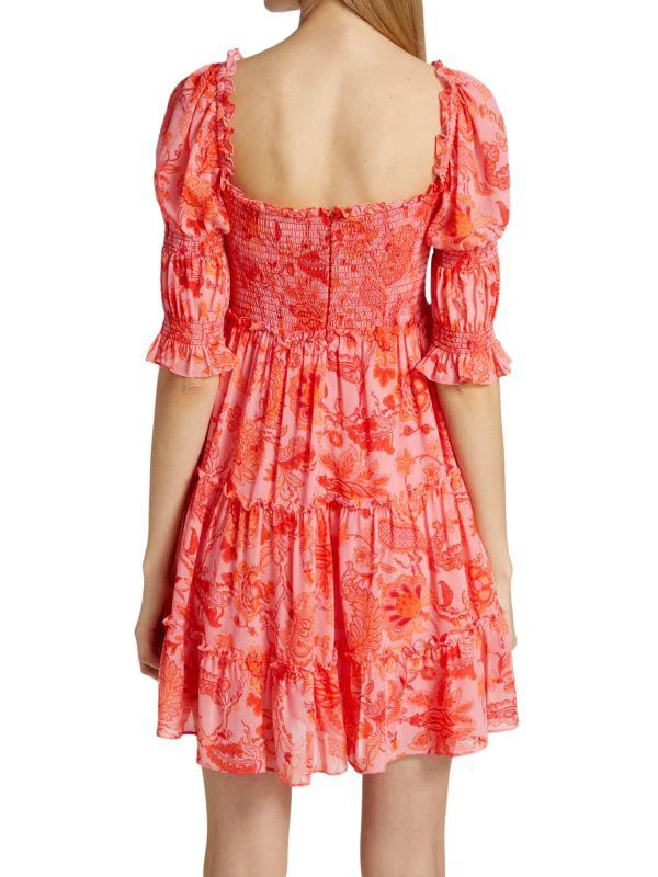 Cinq à Sept Jacky Puff-Sleeve Smocked Minidress 2