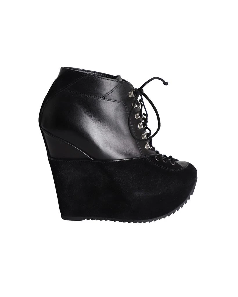 Yves Saint Laurent Lace-Up Platform Wedge Heels in Black Leather and Suede 1