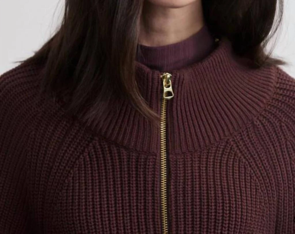 Varley Tessa Knit Jacket In Deep Mahogany 5