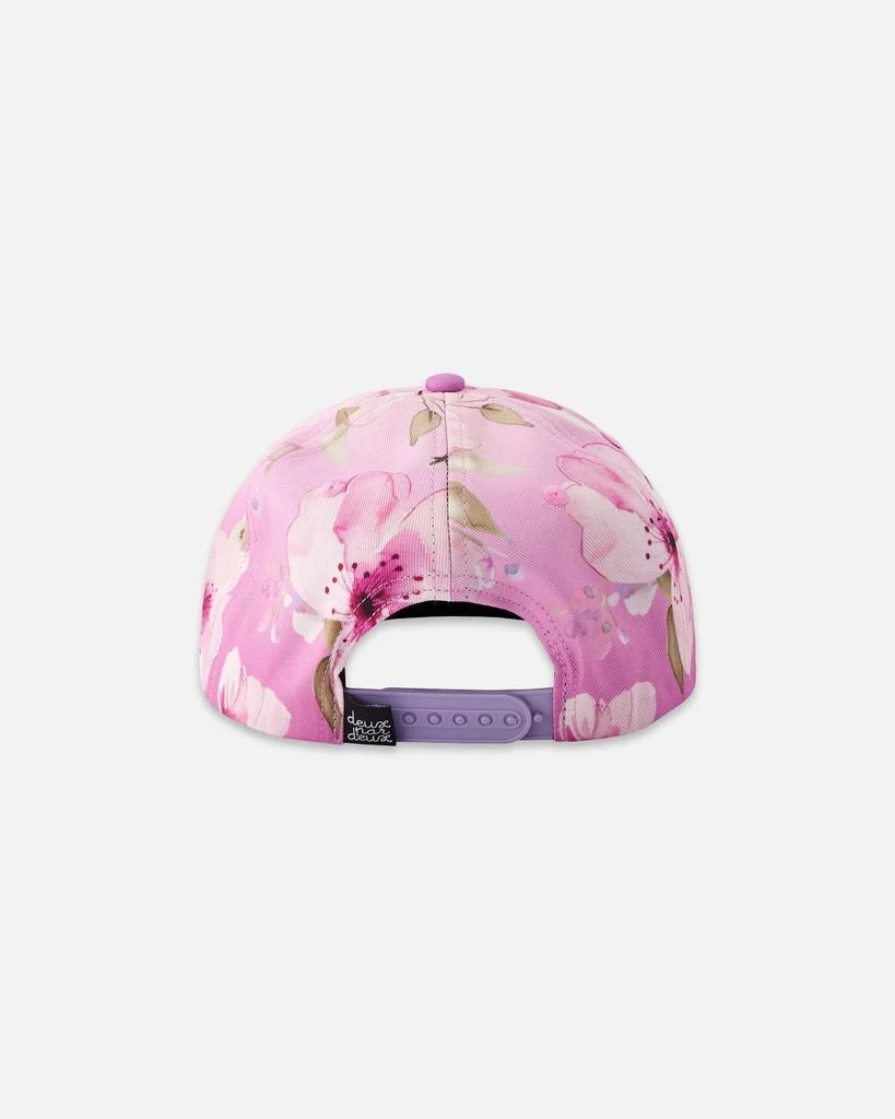 Deux par Deux Flat Brim Cap Purple Flower Print 3