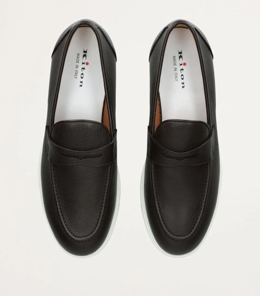 Kiton Grained Leather Penny Loafers 4