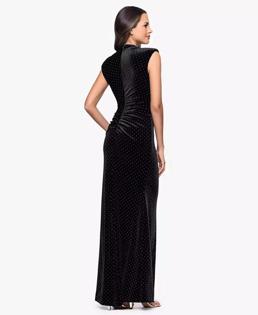 Betsy & Adam Women's Long Studded Velvet Gown 4