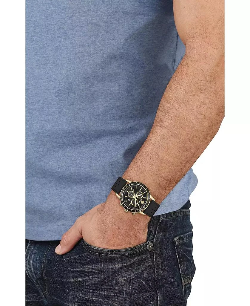 Versace Men
s Sport Chrono IP Yellow Gold Stainless Steel and Leather Strap Watch, 44mm 4