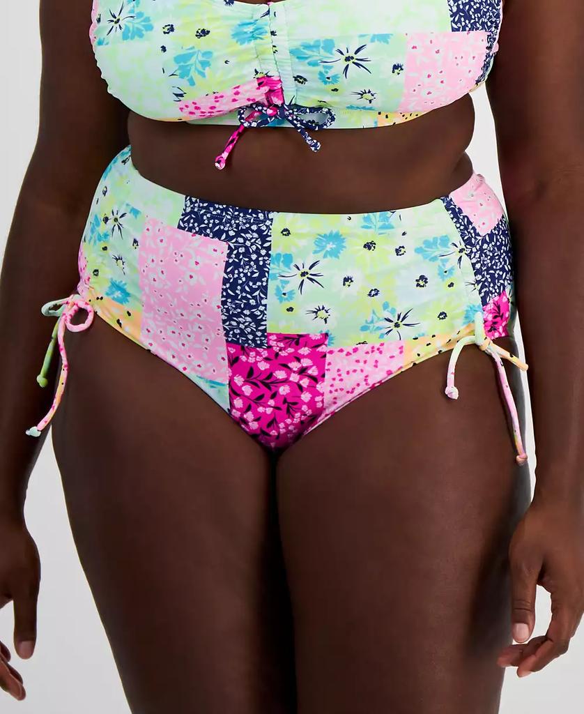 California Waves Salt + Cove Plus Size Patchwork Bikini Bottoms, Created for Macy's