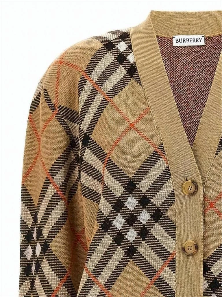Burberry Beige Check Pattern Cardigan with V-Neckline 3