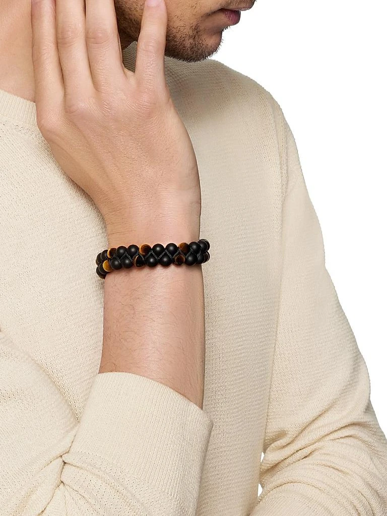 David Yurman Spiritual Beads Two Row Woven Bracelet with Black Onyx and Tiger
s Eye 5