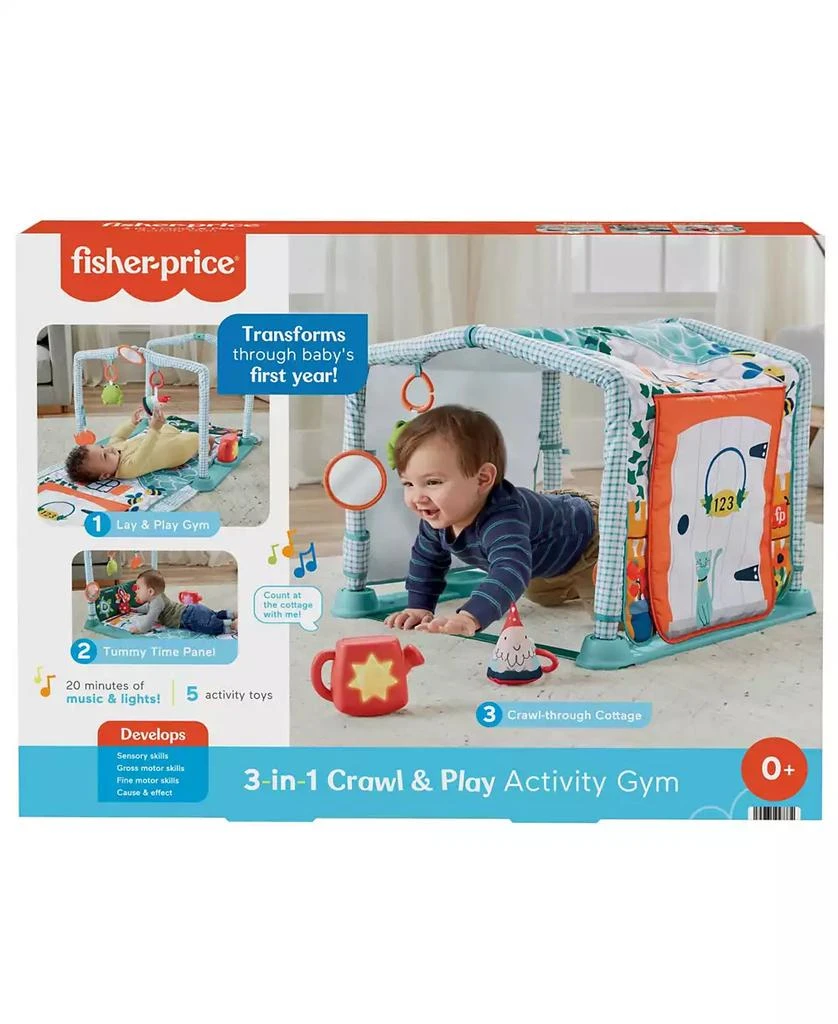 Fisher Price 3-in-1 Baby Gym with Tummy Time Playmat, Tunnel and Toys, Crawl Play Activity Gym 1