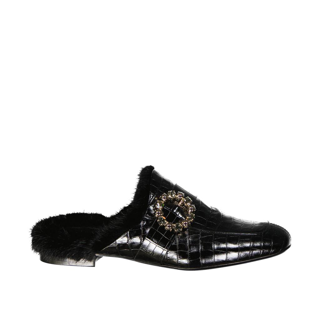 ELEVENTY Eleventy Leather Fur Mules
