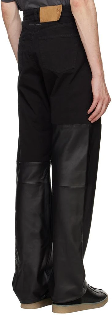 MM6 Black Paneled Leather Jeans 3